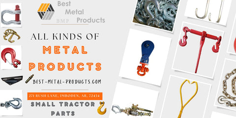 Best-Metal-Products Corp. presents here All Kinds of Metal Products of the  Categorie Smal Tractor Parts with Hooks, Shackles, RTJ Hooks, Universal Zero Turn Mower Hitch, Skid Tong, Cable Ratch, Hoist Block and Chains