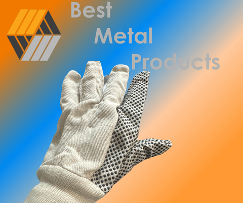 White  cloth glove with black dot grips-1500231
