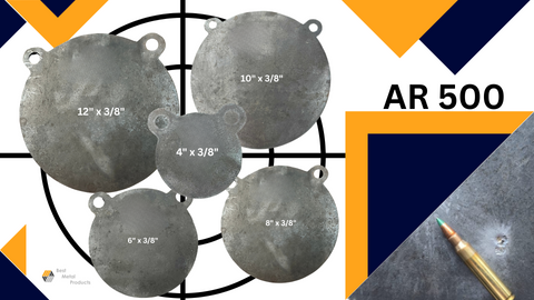 AR500 Steel Gong Shooting Target 3/8" – 4",  6", 8",  10", 12" Round – 2-Hole