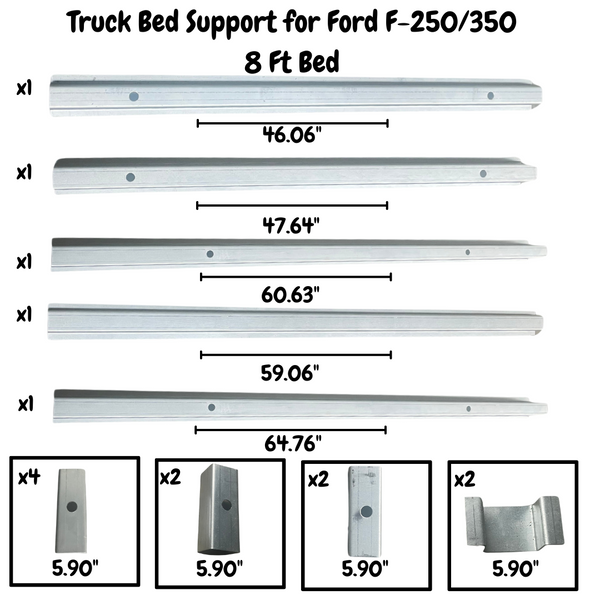 Full Set Truck Bed Support Rail 1999 2017 Ford Super Duty F250, F3