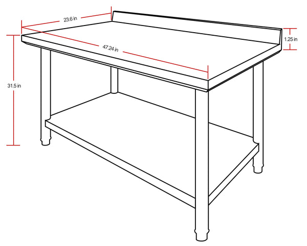 24 x48 stainless steel kitchen work table w wire low