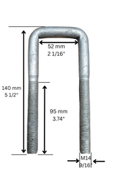 2 1/16" SQUARE M14 U-BOLT 9/16" x 5 1/2" - 1000302