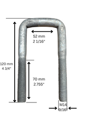 SQUARE M14 U-BOLT KIT  2 1/16" x 9/16" x 4 3/4" 1000308