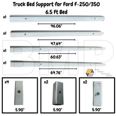 Full Set 12 pc Truck Bed Support Rail 1999 - 2017 Ford Super Duty F-250, F-350 6.5ft Bed (short Bed)