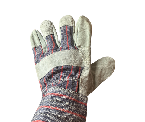 Leather Work Gloves – Size L – Durable Gloves with Fabric Back - 1500206