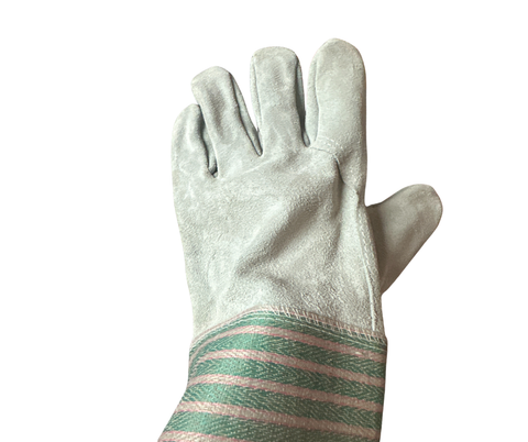 Leather Work Gloves – Size L – Durable Natural Leather Gloves with Knit Cuff - 1500207