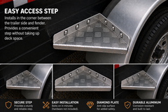 Aluminum Trailer Fender Step Diamond Plate – 7.87" Heavy Duty Bolt-On Step Plate – 90° Bend – 3.5 mm 1000509