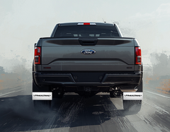 Mudflap Bottom Plate – 16 Gauge Brushed Stainless Steel – 12" x 3.94" with Powerstroke Script 0600315