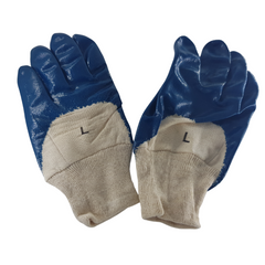 Blue Fully Coated Nitrile Work Gloves Size L Heavy-Duty- 1500204