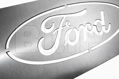 Mudflap Bottom Plate – 16 Gauge Brushed Stainless Steel – 12" x 3.94" with Ford Script 0600312