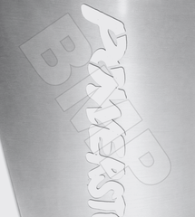 Mudflap Bottom Plate – 16 Gauge Brushed Stainless Steel – 12" x 3.94" with Powerstroke Script 0600315