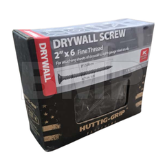 Huttig-Grip Drywall Screws 2" x #6 – Black Phosphate, Coarse Thread, Phillips Bugle Head