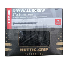 Huttig-Grip Drywall Screws 2" x #6 – Black Phosphate, Coarse Thread, Phillips Bugle Head