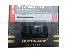 Huttig-Grip Drywall Screws 1-5/8" x #6 – Black Phosphate, Coarse Thread, Phillips Bugle Head