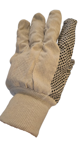 White Cotton Gloves with Black Dots – Size XL – Work & Garden Grip Gloves - 1500231