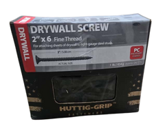 Huttig-Grip Drywall Screws 2" x #6 – Black Phosphate, Coarse Thread, Phillips Bugle Head