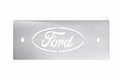 Mudflap Bottom Plate – 16 Gauge Brushed Stainless Steel – 12" x 3.94" with Ford Script 0600312