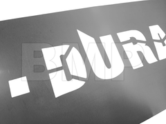 Mudflap Bottom Plate – 16 Gauge Brushed Stainless Steel – 12" x 3.94" with Duramax Script 0600314