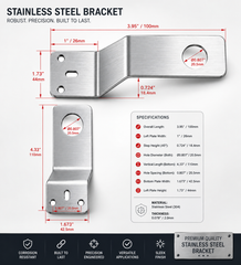 Stainless Steel Antenna Mount Bracket – 2.0 mm (0.079" / 14 Gauge) – Heavy-Duty NMO Mount 1000710
