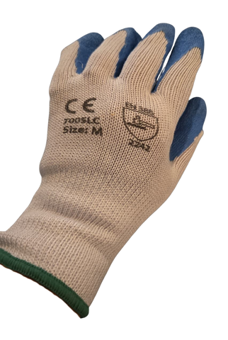 Latex-Coated Grip Work Gloves – Size M – Durable Blue Palm Safety Gloves - 1500238