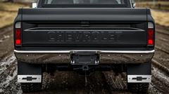 Mudflap Bottom Plate – 16 Gauge Brushed Stainless Steel – 12" x 3.94" with Chevrolet Script 0600313