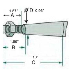 BALE SPIKE / HAY TINES 43" LONG WITH SLEEVE measurements