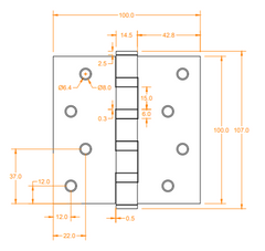 Commercial Grade Ball Bearing Door Hinge 4x4" Full TruStile