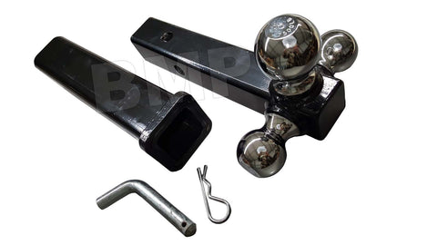 THREE BALL MOUNT HITCH WITH 12" HITCH RECEIVER AND PIN WITH CLIP - 1000132