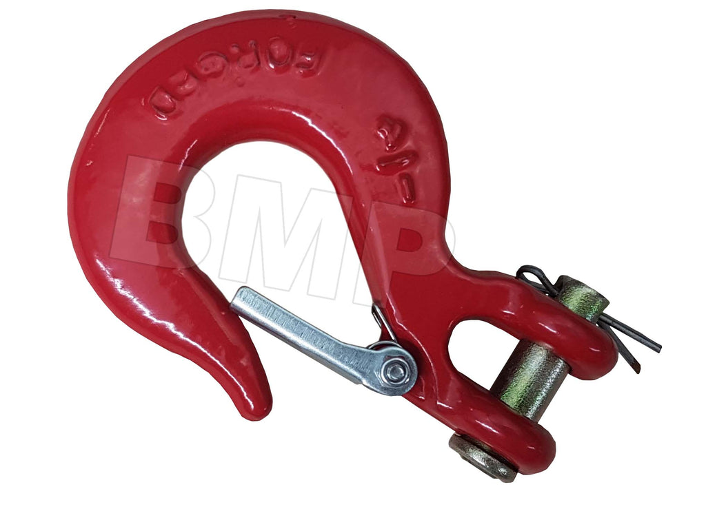 Red 1/4" SLIP HOOK WITH SAFETY CLIP