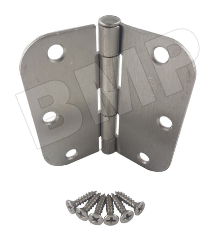 3.5" Satin Nickel Interior Door Hinges with 5/8" Radius